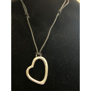 J.Jill Silver Tone Heart Pendant With 3 Colored Strands Necklace NWT adjustable